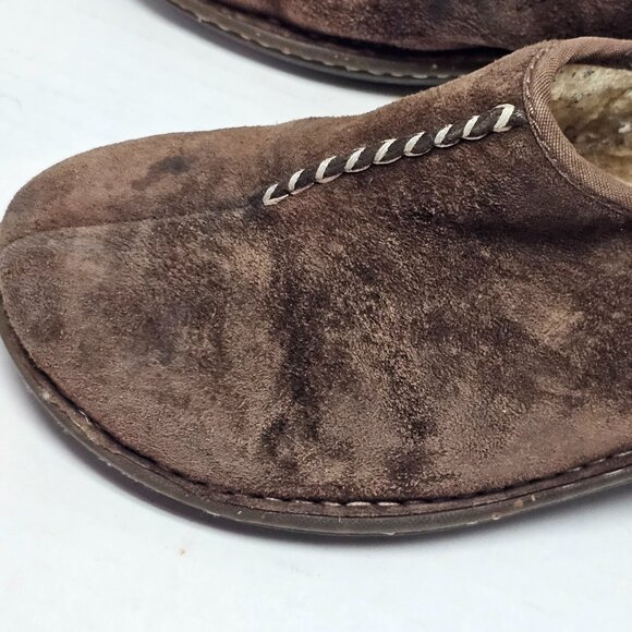 UGG 1757 Bettey Brown Leather Suede Slip On Sheepskin Inside Lined Mocs Shoes 9 - Picture 4 of 16